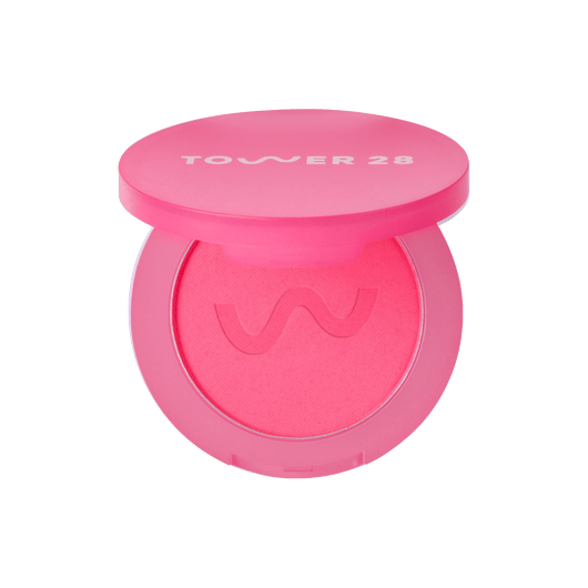 The Tower 28 Beauty GetSet™ Matte Powder Blush in the shade Feliz Fresca. [Feliz Fresca]
